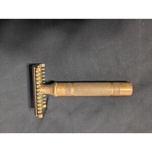 VTG 1930s Gillette "NEW" Open Comb Brass Safety Razor 3 Piece Shaving Tool